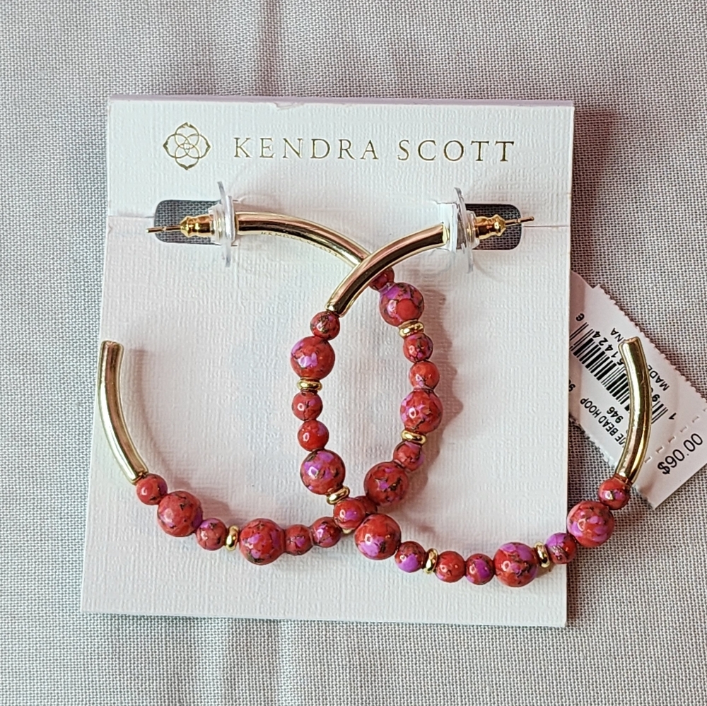 Kendra Scott Jovie Gold Beaded Hoop Earrings - Picture 5 of 6